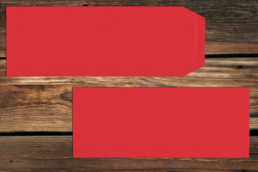 Versandtaschen 125x312 mm Nassklebend Korallenrot 120 g/qm